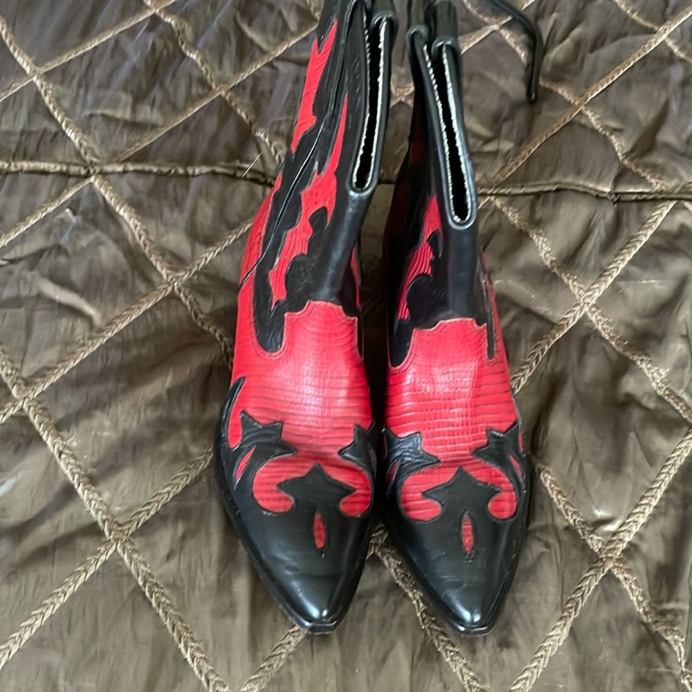 Beautiful black and red cowboy boots